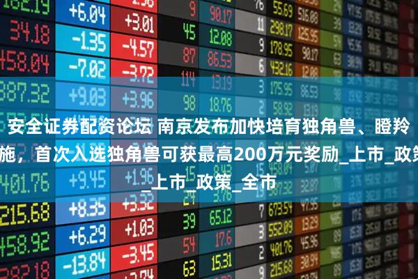安全证券配资论坛 南京发布加快培育独角兽、瞪羚企业措施，首次入选独角兽可获最高200万元奖励_上市_政策_全市
